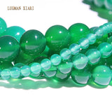 Green Agat Beads Round DIY Bracelet Necklace 15'' Strand Mix 4/6/8/10/12 m