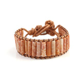 Opal Tube Beads Bracelet Leather Wrap Couples Bracelets