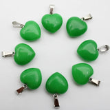 Natural Stone Heart Pendant Amethyst Green Aventurine 16mm 15pcs