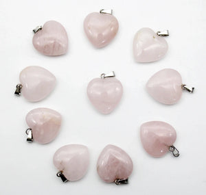 Natural Stone Heart Pendant Amethyst Green Aventurine 16mm 15pcs