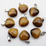 Natural Stone Heart Pendant Amethyst Green Aventurine 16mm 15pcs