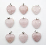 Natural Stone Heart Pendant Amethyst Green Aventurine 16mm 15pcs