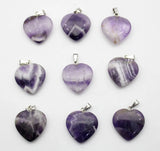 Natural Stone Heart Pendant Amethyst Green Aventurine 16mm 15pcs