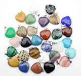 Natural Stone Heart Pendant Amethyst Green Aventurine 16mm 15pcs