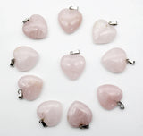 Natural Stone Heart Pendant Amethyst Green Aventurine 16mm 15pcs