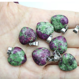 Natural Stone Heart Pendant Amethyst Green Aventurine 16mm 15pcs