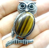 Natural Stone Owl Pendant Jewelry Making Necklace 10PC