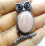 Natural Stone Owl Pendant Jewelry Making Necklace 10PC