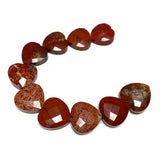 Natural Stone Love Heart Red Jaspers Aventurine Rhodochrosite Faceted Beads
