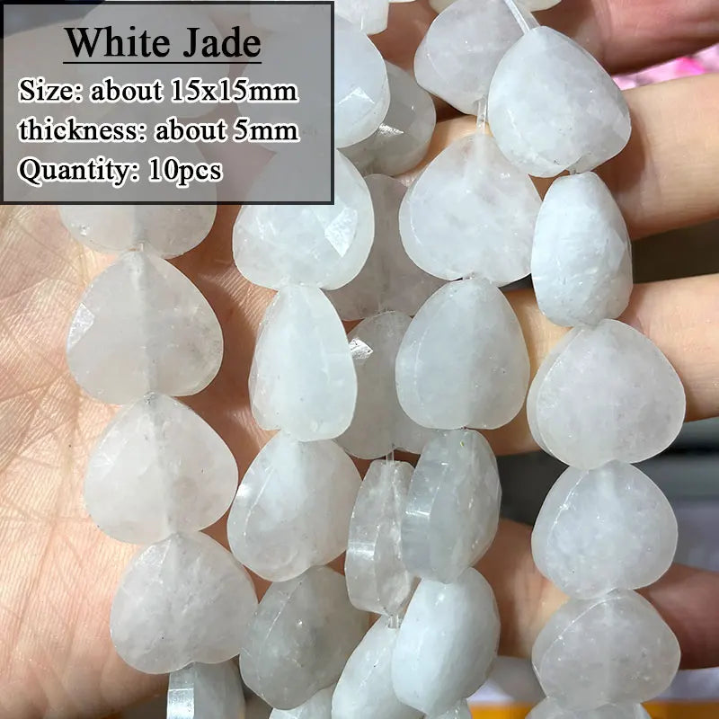 Natural Stone Love Heart Red Jaspers Aventurine Rhodochrosite Faceted Beads