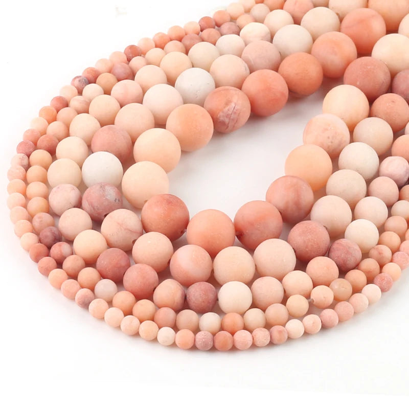 Pink Aventurine Frosted Beads Matte Round Loose Beads 4-12MM