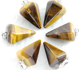 Quartz Crystal Lapis Amethyst Tiger Eye Beads Pendant Pendulum 10pcs