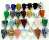 Quartz Crystal Lapis Amethyst Tiger Eye Beads Pendant Pendulum 10pcs