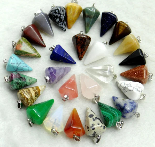 Quartz Crystal Lapis Amethyst Tiger Eye Beads Pendant Pendulum 10pcs