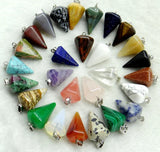 Quartz Crystal Lapis Amethyst Tiger Eye Beads Pendant Pendulum 10pcs