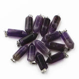Hexagon Column Quartz Crystal Pendant Purple Agates Charm Necklace