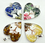 Natural Stone Quartz Crystal Resin 7 Chakra Life Tree Heart Pendant
