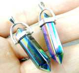 Quartz Crystal Hexagonal Column Pendant for DIY Necklaces 24pcs