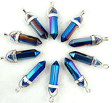 Quartz Crystal Hexagonal Column Pendant for DIY Necklaces 24pcs