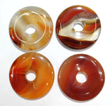 Natural Stone Red Agates Aventurine Malachite Donut Pendant 4pcs 35mm