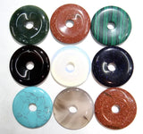 Natural Stone Red Agates Aventurine Malachite Donut Pendant 4pcs 35mm