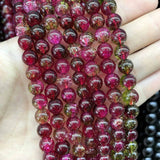 Red Crackle Crystal Quartz Round Loose Beads 6 8 10 12 MM Pick Size
