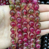Red Crackle Crystal Quartz Round Loose Beads 6 8 10 12 MM Pick Size