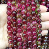 Red Crackle Crystal Quartz Round Loose Beads 6 8 10 12 MM Pick Size