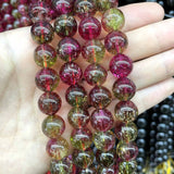 Red Crackle Crystal Quartz Round Loose Beads 6 8 10 12 MM Pick Size