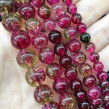 Red Crackle Crystal Quartz Round Loose Beads 6 8 10 12 MM Pick Size