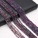 Natural Stone Ruby Sapphire Faceted Round Loose Beads 14''