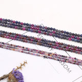Natural Stone Ruby Sapphire Faceted Round Loose Beads 14''