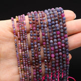 Natural Stone Ruby Sapphire Faceted Round Loose Beads 14''