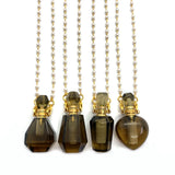Natural Stone Tea Crystal Perfume Bottle Necklace Women Aromatherapy