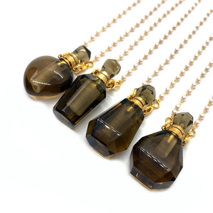 Natural Stone Tea Crystal Perfume Bottle Necklace Women Aromatherapy
