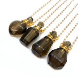 Natural Stone Tea Crystal Perfume Bottle Necklace Women Aromatherapy