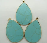 Tiger Eye Quartz Turquoise Water Drop Pendant for Jewelry Making