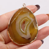 Yellow Agates Pendant Gold-plated Charms for Necklace Making