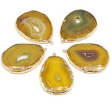 Yellow Agates Pendant Gold-plated Charms for Necklace Making