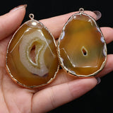 Yellow Agates Pendant Gold-plated Charms for Necklace Making