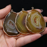 Yellow Agates Pendant Gold-plated Charms for Necklace Making