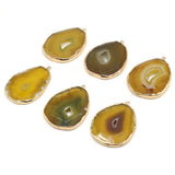 Yellow Agates Pendant Gold-plated Charms for Necklace Making
