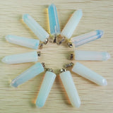 Crystal Pillar Pendants Mixed Stone Point Charms Necklace 12pcs