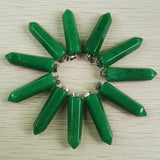 Crystal Pillar Pendants Mixed Stone Point Charms Necklace 12pcs