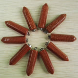 Crystal Pillar Pendants Mixed Stone Point Charms Necklace 12pcs