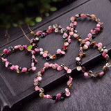 Tourmaline Stone Crystal Water Drop Beads Bracelet Women Girl DIY Jewelry