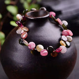 Tourmaline Stone Crystal Water Drop Beads Bracelet Women Girl DIY Jewelry