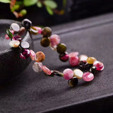 Tourmaline Stone Crystal Water Drop Beads Bracelet Women Girl DIY Jewelry