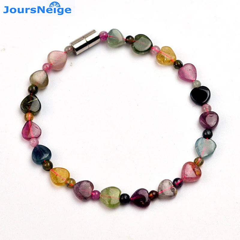 Heart-Shaped Tourmaline Stone Bracelet DIY Jewelry for Women
