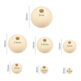 Natural Wooden Beads Round Spacer Wood Beads Lead-Free Balls Charms 6-35mm
